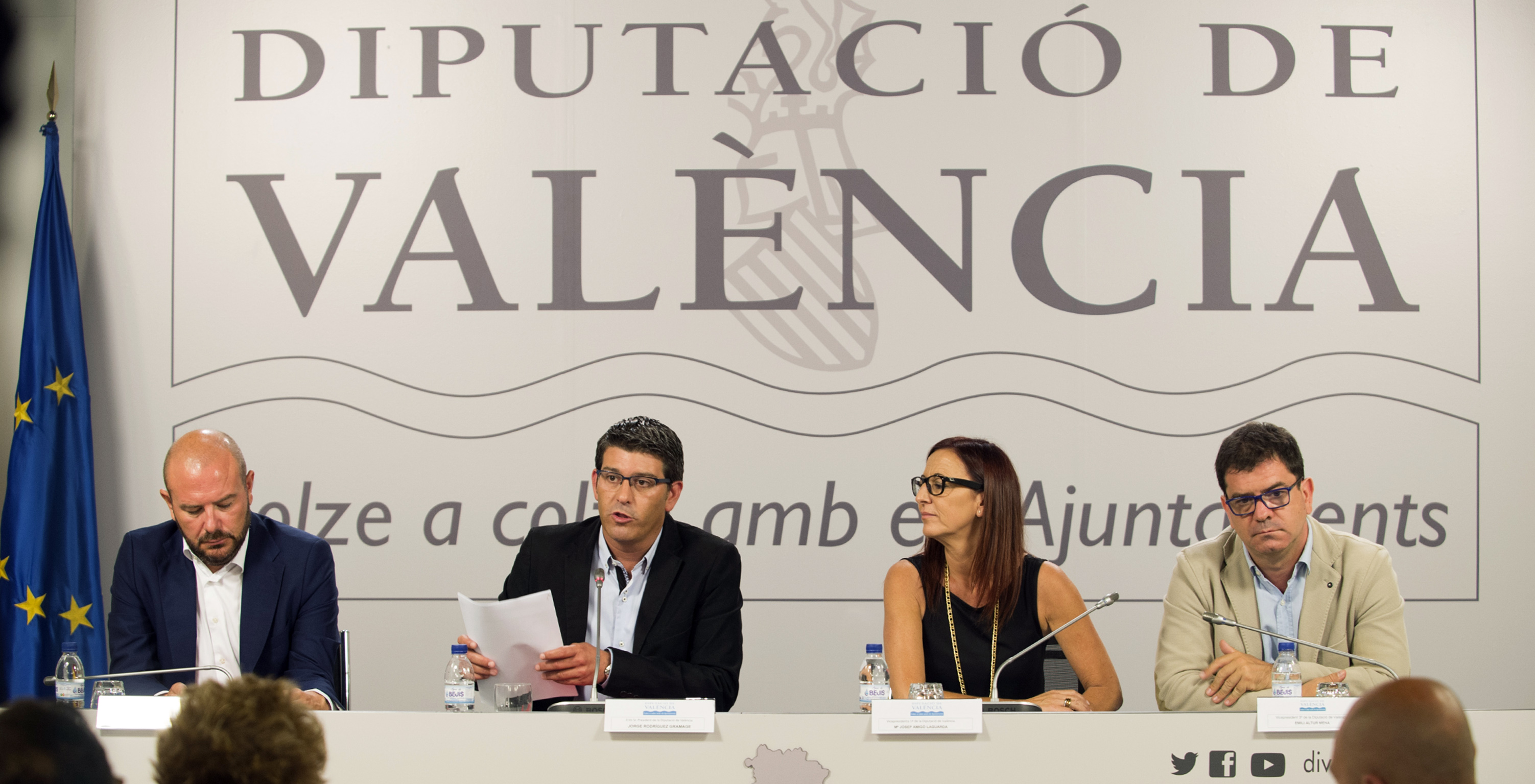Jorge Rodríguez, Mª Josep Amigó, Toni Gaspar y Emili Altur durante la rueda de prensa.