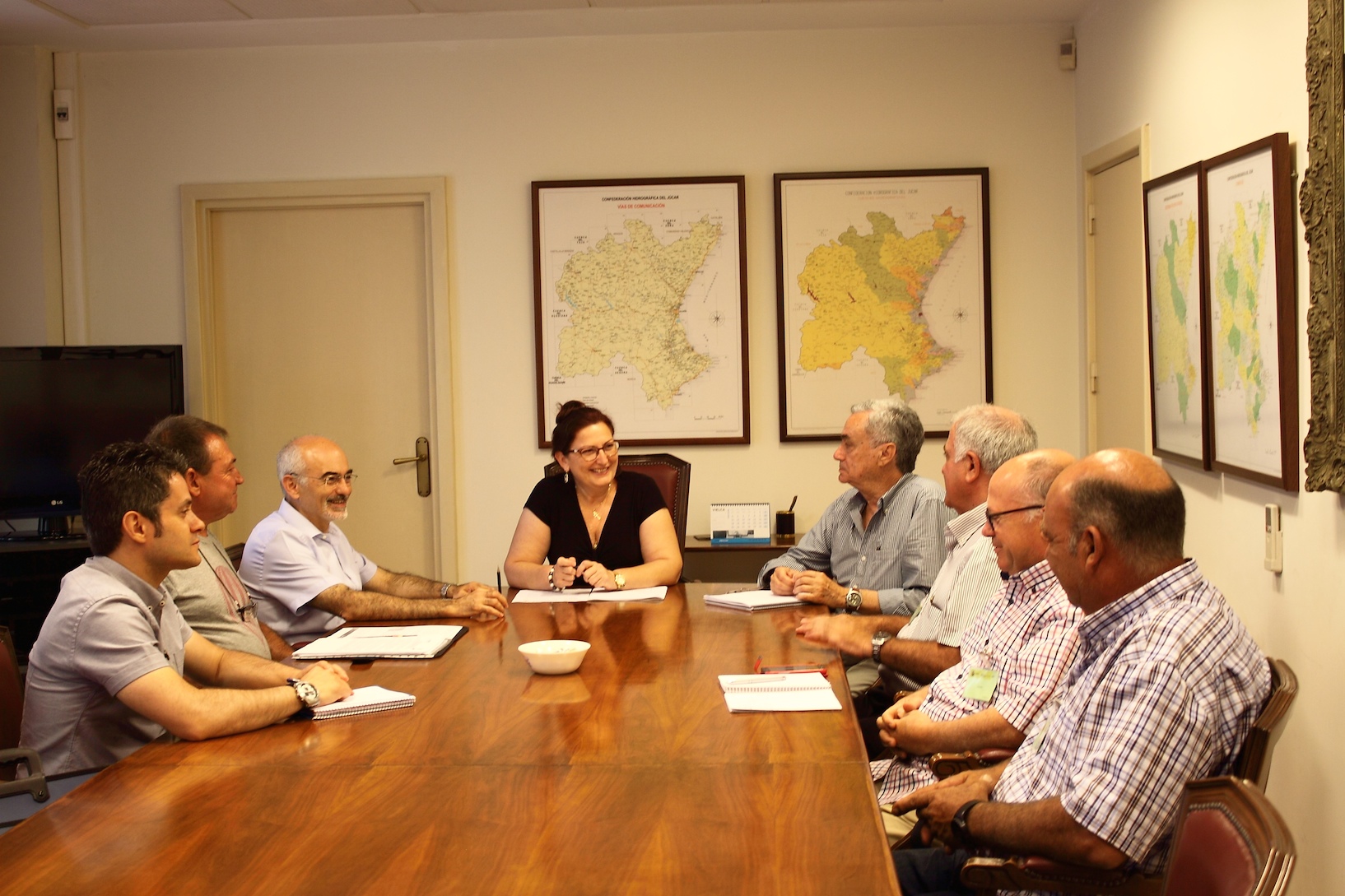 Responsables de La Unió y de la CHJ durante la última reunión mantenida.