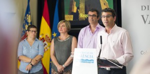 Fitur2016 Jorge Rodríguez y Javier Guillén con las diputadas de Deportes y Turismo en la presentación de FITUR en la Diputación.