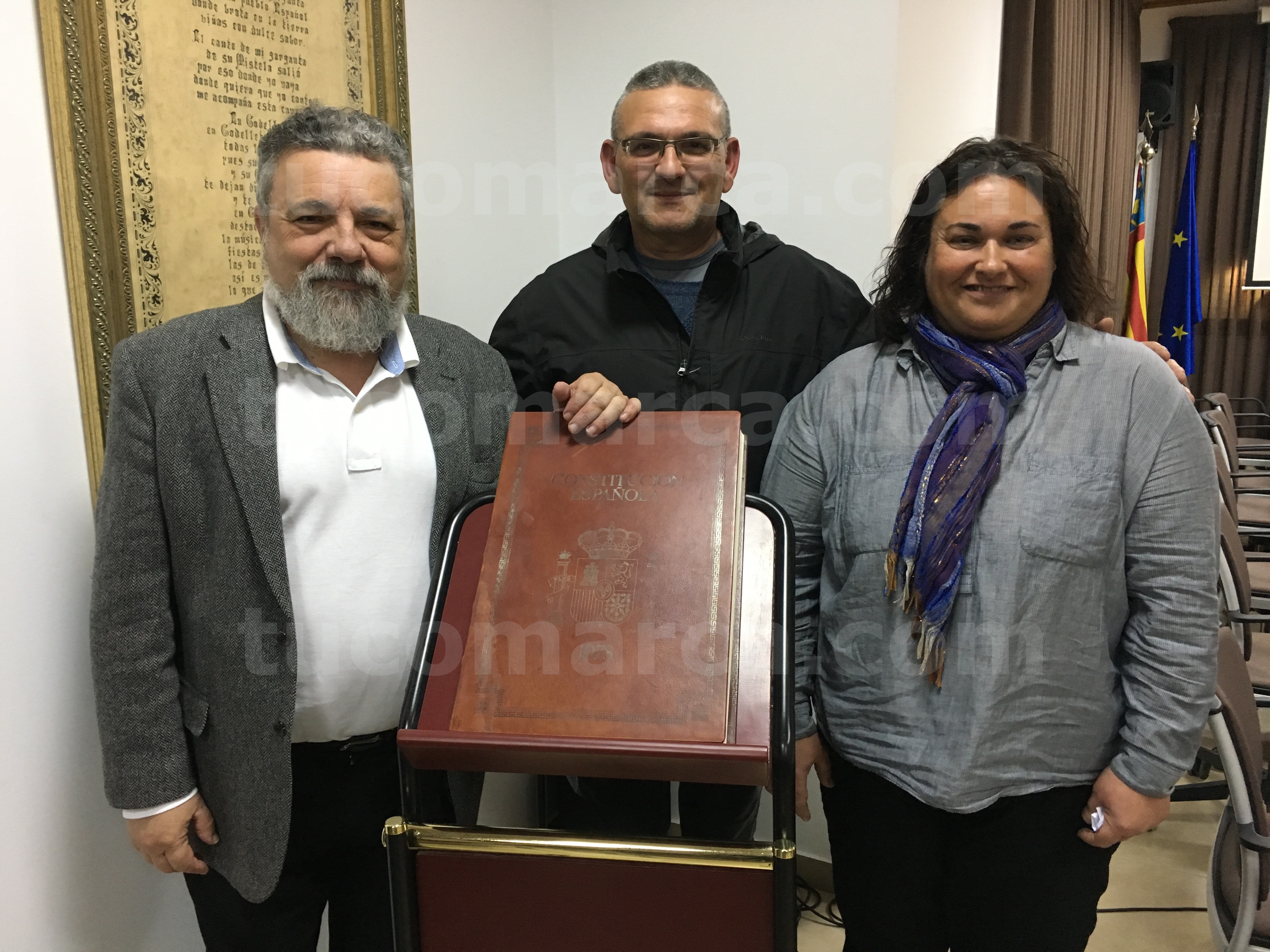 Los concejales de EU-PUG de Godelleta Pablo Rodríguez, José María García y Paqui González.