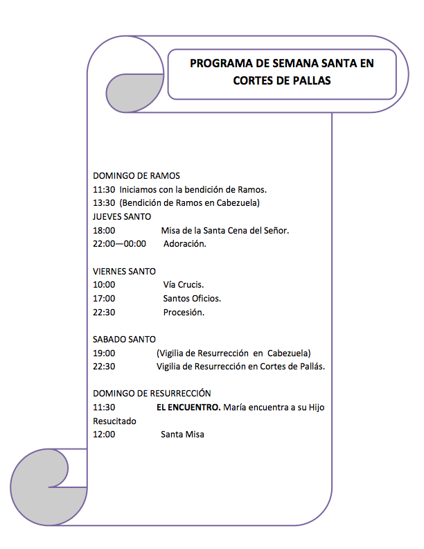 Programa completo de Semana Santa en Cortes de Pallás.