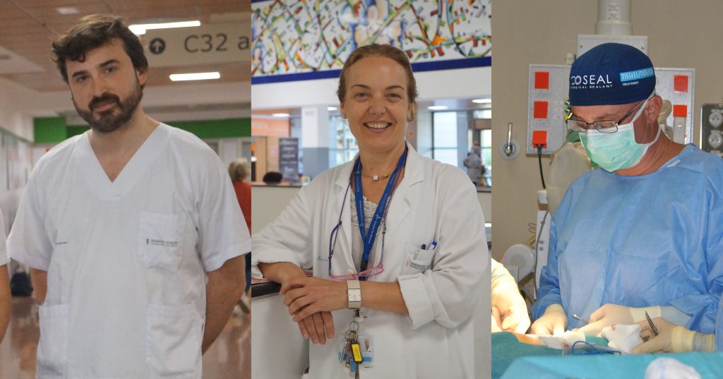 El doctor Antonio Martorell, dermatólogo; Mª Isabel Picón, jefa de Servicio de Hematología y el doctor José Galvis cirujano torácico, los tres directores de las investigaciones del Hospital de Manises.
