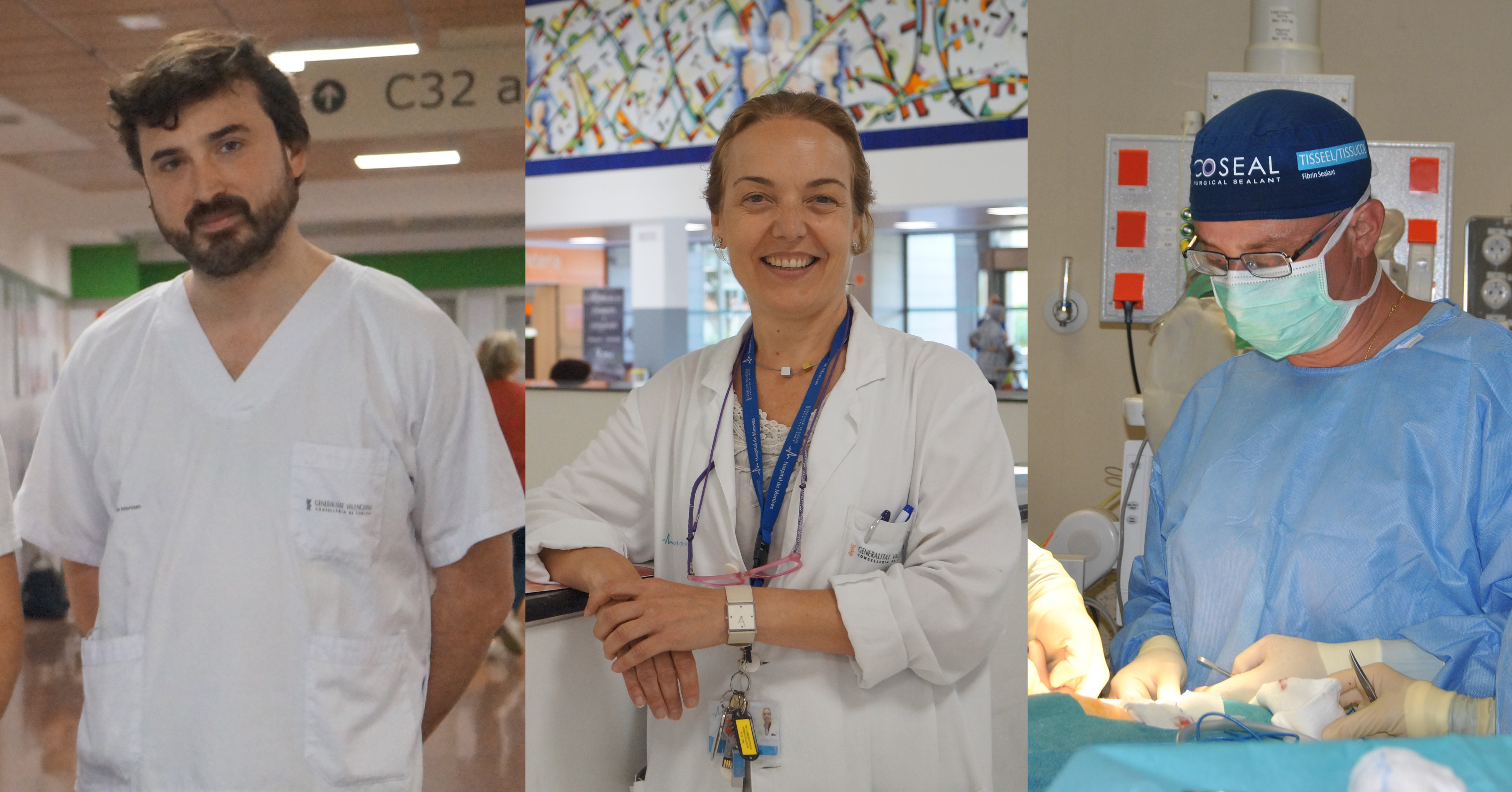 El doctor Antonio Martorell, dermatólogo; Mª Isabel Picón, jefa de Servicio de Hematología y el doctor José Galvis cirujano torácico, los tres directores de las investigaciones del Hospital de Manises.