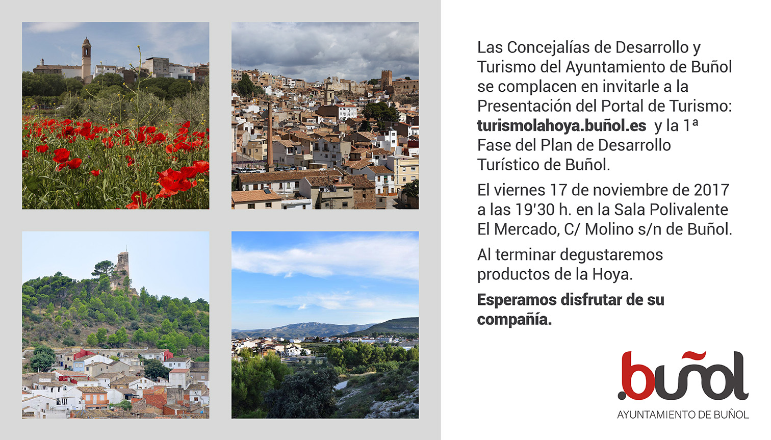 El Ayuntamiento de Buñol presenta este viernes un nuevo portal de turismo en el que se puede encontrar la amplia oferta de alojamientos, actividades y restaurantes de esta localidad, Alborache, Macastre y Yátova.